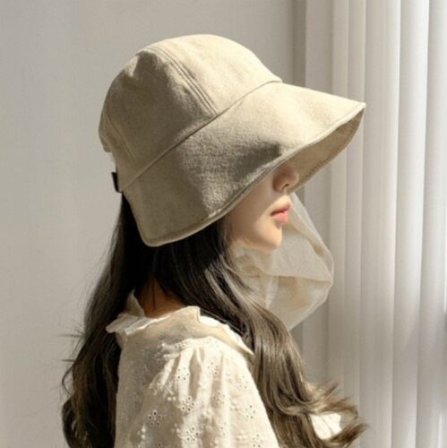 韩国亚麻大檐防晒盆帽女
