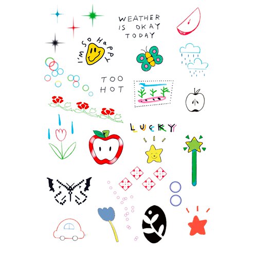 可爱卡通纹身贴 彩色涂鸦小图案防水持久女生纹身贴