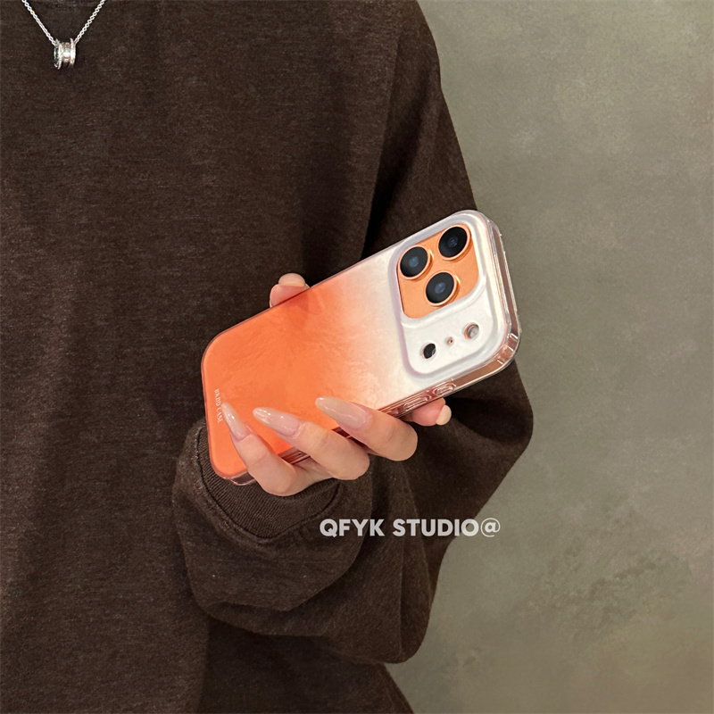 高级感渐变爱马仕橙简约适用iPhone17promax苹果16手机壳17pro新款磨砂15promax全包防摔保护套14女16pro百搭