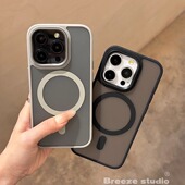 轻风原创简约纯色磁吸壳适用iphone17promax苹果14手机壳13新款 亚克力女12百搭11男pro全包防摔16pro磨砂15