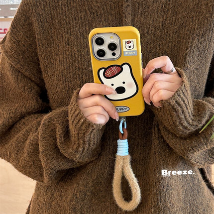 日韩创意小众卡通西高地适用iPhone16promax苹果15手机壳14promax保护套13新款防摔软壳12手绳11女16小清新