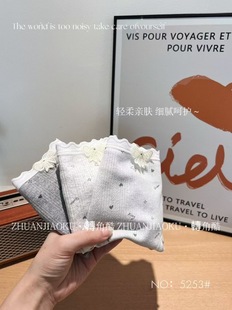 ZJK轉角酷5253纯棉内裤 头蝴蝶结 女生中腰包臀透气裆少女三角裤