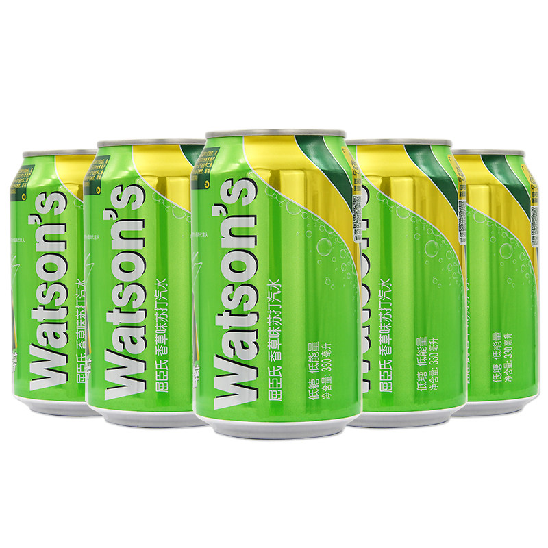屈臣氏苏打水香草味苏打汽水330ML*24罐碳酸饮料调饮 京津冀包邮