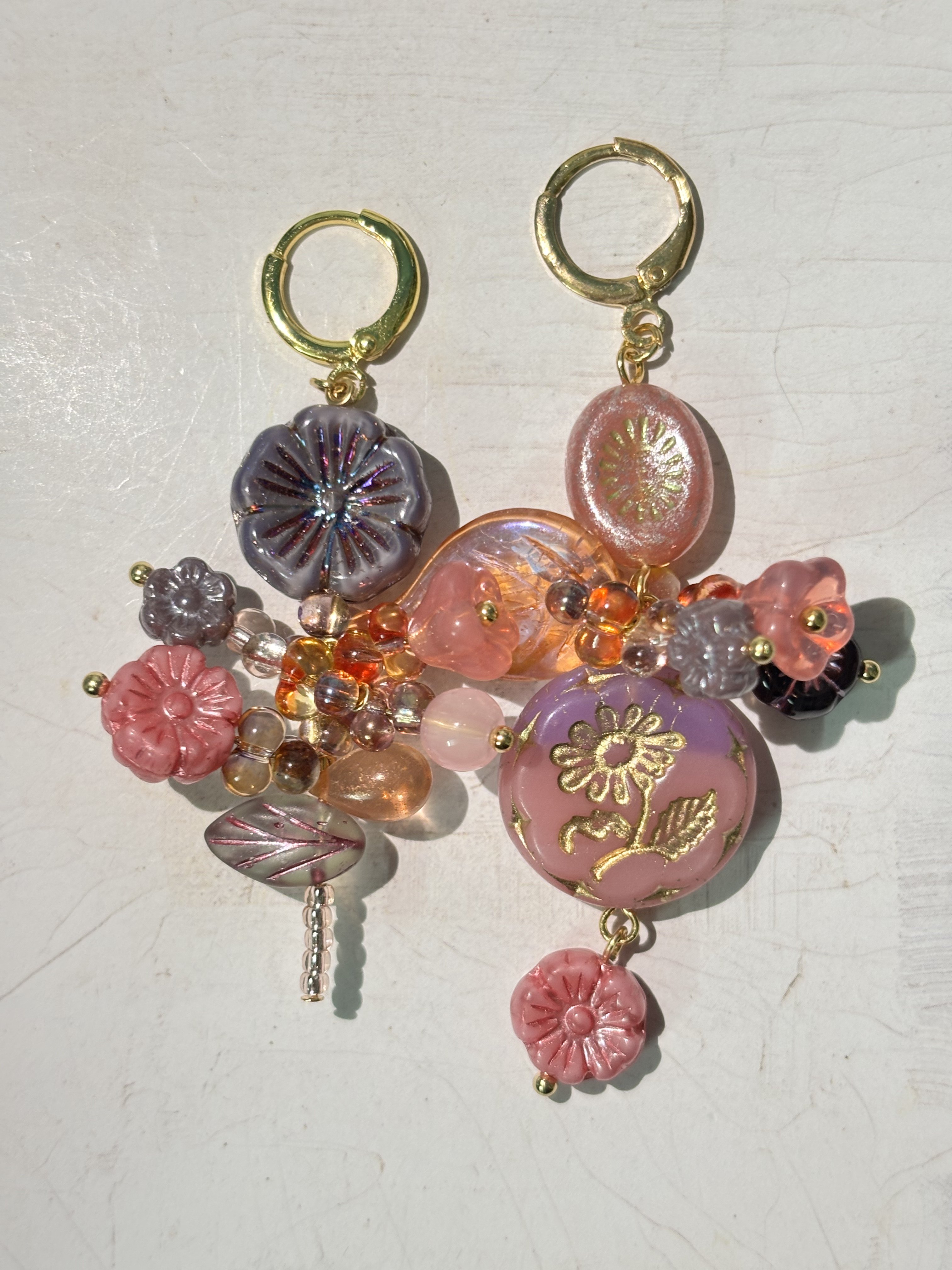 疾走织织|花开有时·粉色系耳环捷克珠花朵耳饰手作串珠耳环耳夹,饰品/流行首饰/时尚饰品新,耳环,淘宝优惠券,粉丝福利购,淘宝优惠卷