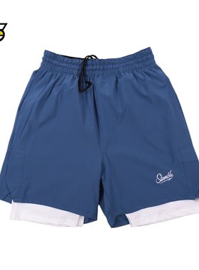 SLAMBLE夏季新款美式假两件篮球短裤男训练健身运动跑步中裤半裤