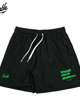 SLAMBLE代代木联名夏季新款网眼纯色运动短裤男休闲篮球四分裤潮