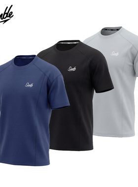 SLAMBLE春夏正肩美式太空棉BOXY重磅拼接抗皱高弹硬挺显型冰感T恤