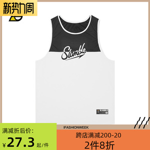 SLAMBLE新款夏季运动拼色背心男无袖篮球服速干透气健身训练上衣