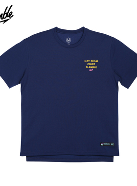 SLAMBLE运动跑步训练短袖T恤印花圆领美式速干宽松篮球健身服男女