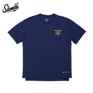 SLAMBLE运动跑步训练短袖 速干宽松篮球健身服男女 T恤印花圆领美式