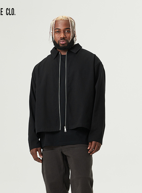 SLAMBLE CLO.新款斜纹布拉链短款夹克休闲运动翻领外套男潮流防风