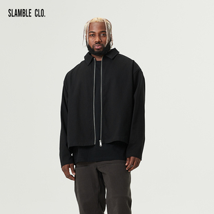 夹克休闲运动翻领外套男潮流防风 斜纹布拉链短款 SLAMBLE CLO.新款
