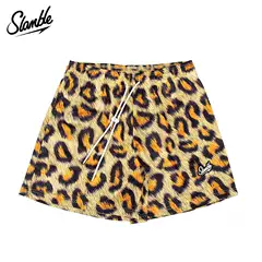 Slamble Men's Sports Shorts, Quarter-Length Mesh Leopard Print Basketball Training Fitness Breathable American-Style Loose Trendy
