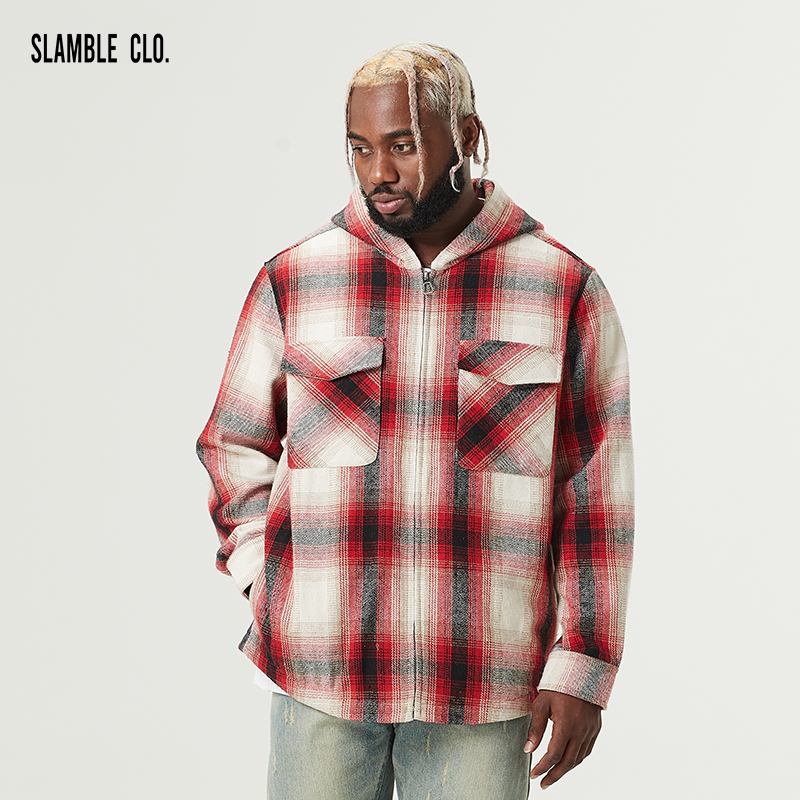 SLAMBLECLO.男拉链衬衣帽衫