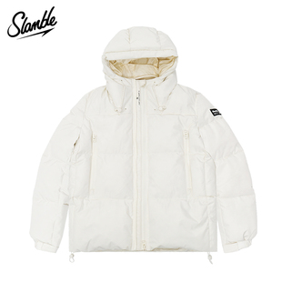 SLAMBLE秋冬季新款连帽背带棉服保暖男纯色宽松休闲棉衣外套加厚