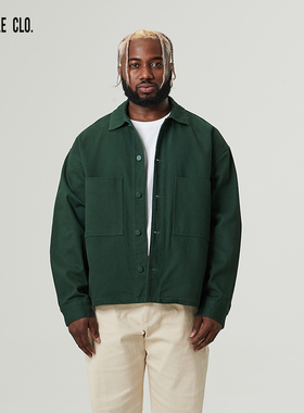 SLAMBLE CLO.新款工装夹克翻领运动休闲男上衣美式纯色潮流外套