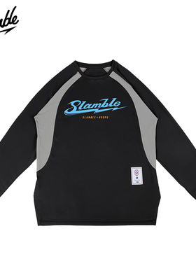 SLAMBLE运动拼色美式长袖t恤男女投篮服速干透气跑步健身排汗秋冬