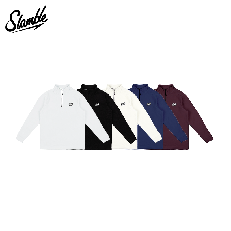 SLAMBLE摇粒绒半拉链运动卫衣立领防风套头衫抗静电户外保暖薄绒