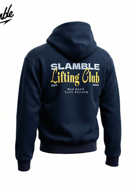 SLAMBLE秋冬加绒短款boxy卫衣华棉奥粒绒复合连帽卫衣健身运动