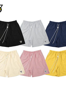 SLAMBLE新款华夫格纯色短裤男女宽松美式潮牌运动休闲训练篮球裤