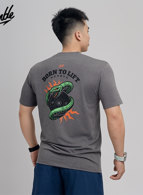 SLAMBLE男士CF运动健身短袖T恤综合训练莱赛尔蛇印花