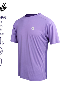 SLAMBLE男子跑步超轻运动网球短袖T恤抗菌拼色透气吸汗速干高弹