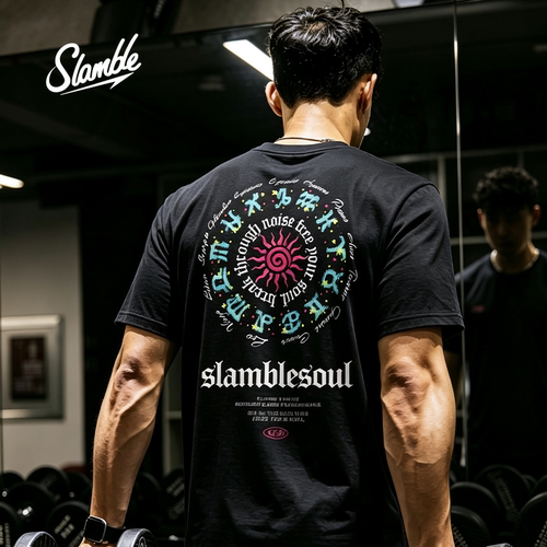 SLAMBLE 星盘太阳花 运动短袖T恤健身速干体能综合训练跑步上衣