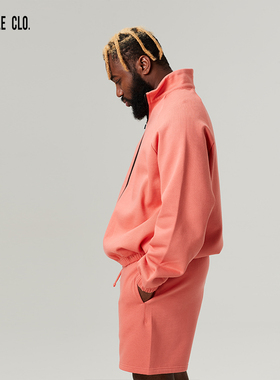 SLAMBLE CLO.新款纯色拉链教练针织美式夹克立领外套男休闲运动潮