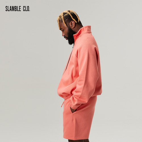 SLAMBLECLO.男立领拉链教练夹克