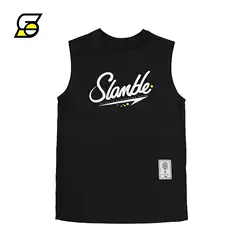 Slamble Sleeveless Sports T-Shirt Wide Shoulder Vest Casual Breathable Elastic Loose Moisture-Wicking Men's Basketball Vest