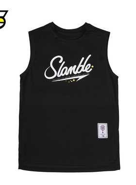 SLAMBLE无袖运动t恤宽肩坎肩休闲透气弹力宽松吸湿排汗男篮球背心