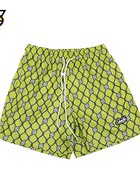 SLAMBLE 美式满印四分复古单层运动篮球短裤 网眼透气裤宽松夏季