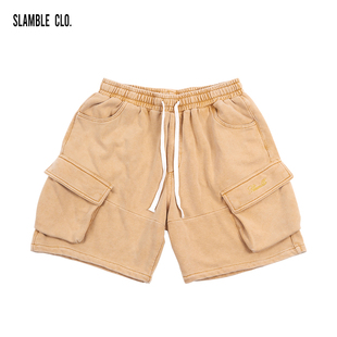 水洗做旧短裤 工装 裤 SLAMBLE 中裤 新款 男休闲潮流五分裤 CLO.夏季