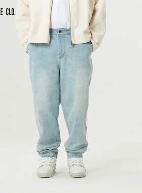 SLAMBLE CLO.新款水洗宽松牛仔裤休闲男美式潮流长裤