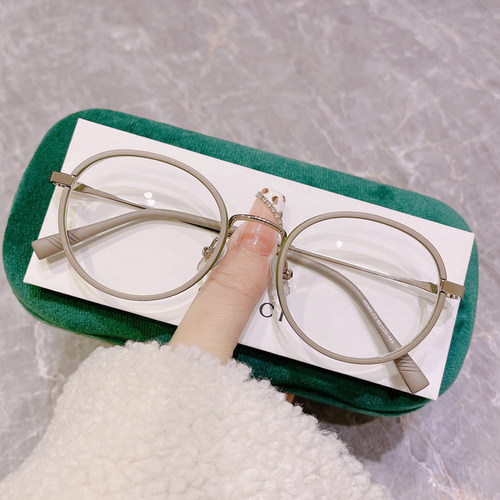 厚边圆框眼镜框架高度数韩版复古