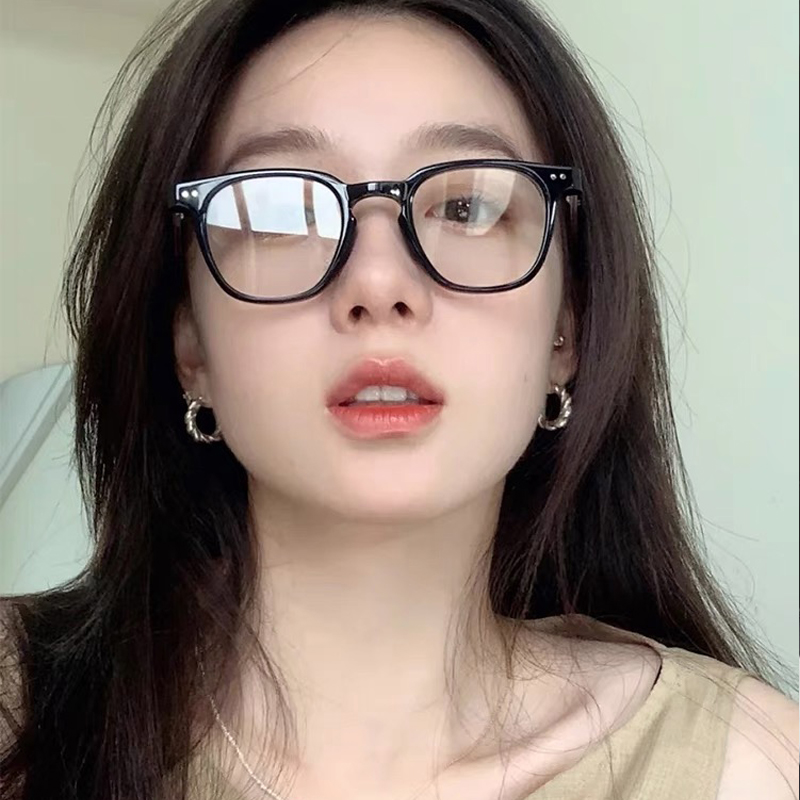 韩系不挑脸形GM复古眼镜框女圆脸小红书黑色方形防蓝光近视眼镜男
