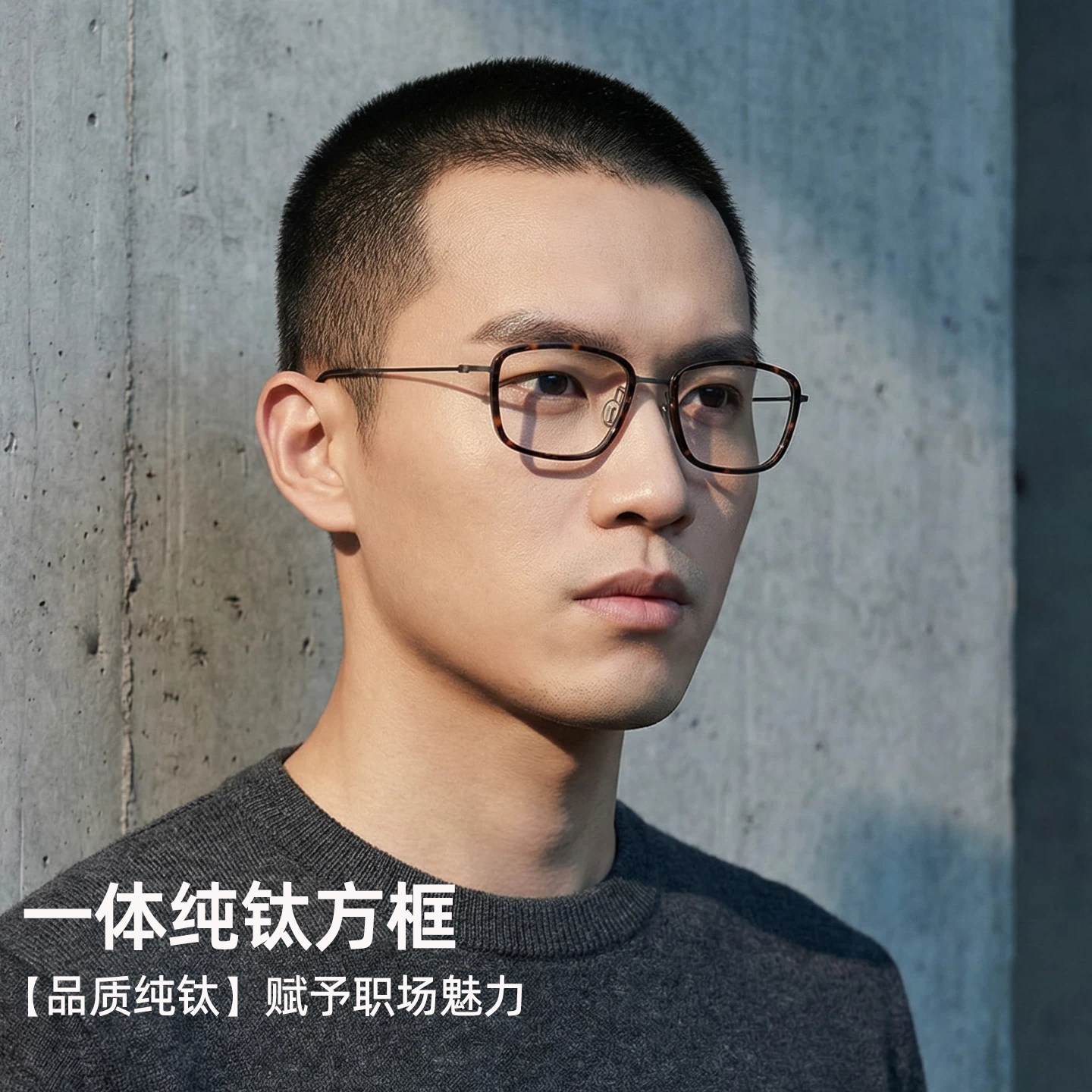 仅8克无螺丝超轻纯钛眼镜框男款大脸近视商务方形舒适弹性有度数