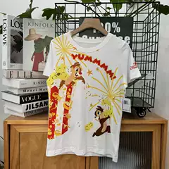 Women's Casual Round Neck Cartoon Print Short-Sleeve T-Shirt Clearance Sale 