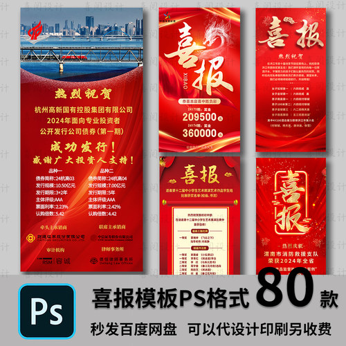 喜报模板PS销售业绩战报贺信捷报签单海报设计图片设计代做制作