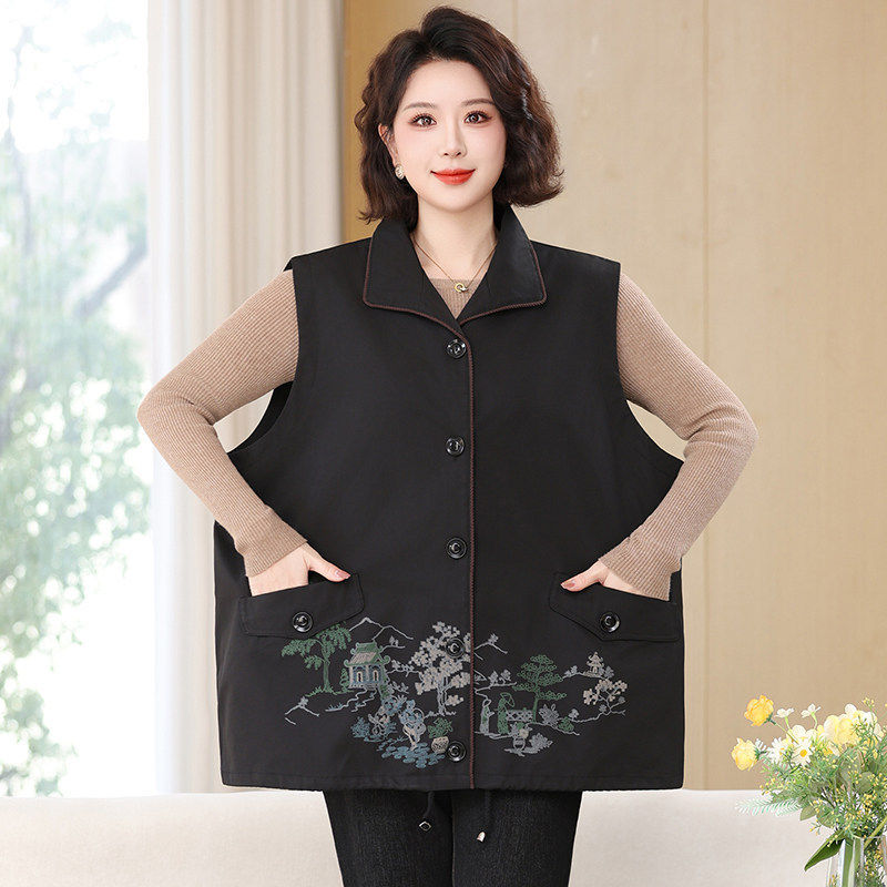 妈妈春装马甲60-80岁中老年人女装200斤加肥加大码胖太太奶奶外套