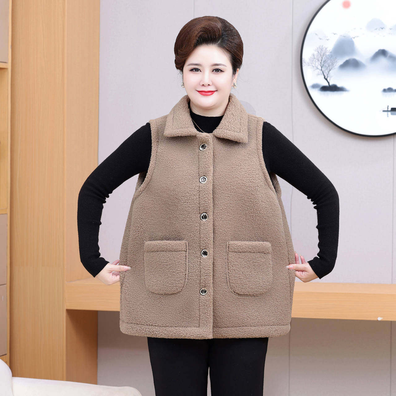 胖妈妈秋冬季加绒马甲加肥加大码200斤女装中老年人奶奶背心外套