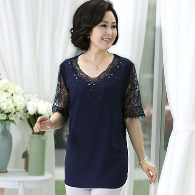 雪纺T恤大码加肥胖太太妈妈装