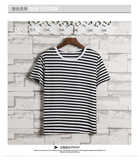 日系条纹t恤学生短袖情侣装夏装青年圆领黑白1902款-10元，男装T恤，星座1202-3（原1218-3）