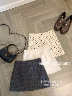 浪漫法式 ins潮百搭休闲复古A字短裙 波点西装 半身裙女2024春夏新款