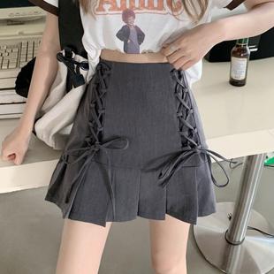 百褶裙半身裙女春夏季 a字短裙 大码 设计感灰色高腰显瘦jk2021新款