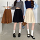大码 春秋遮胯a字裙设计感条绒裙半身裙 复古灯芯绒百褶裙女中长款