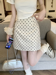 梨形身形大码复古波点半身裙女高腰百搭a字裙小个子显瘦包臀短裙