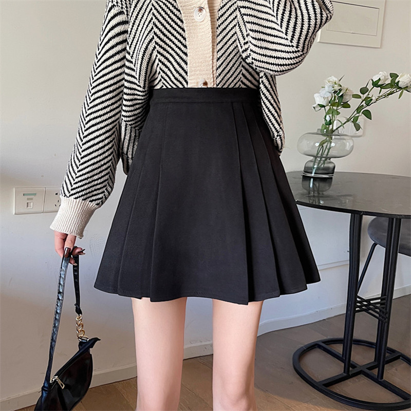 显瘦a字西装半身裙学生百褶短裙