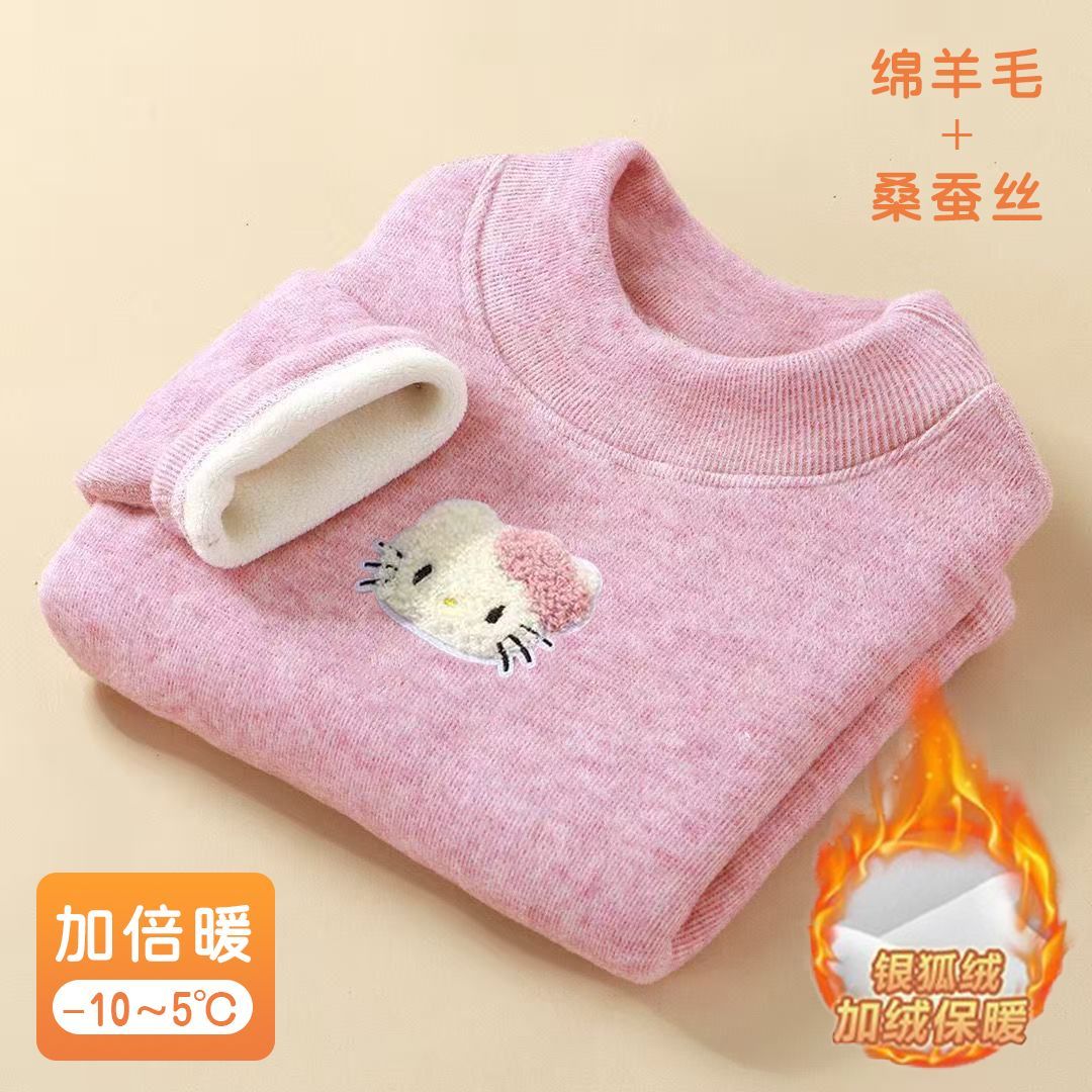 儿童半高领打底衫加绒加厚保暖