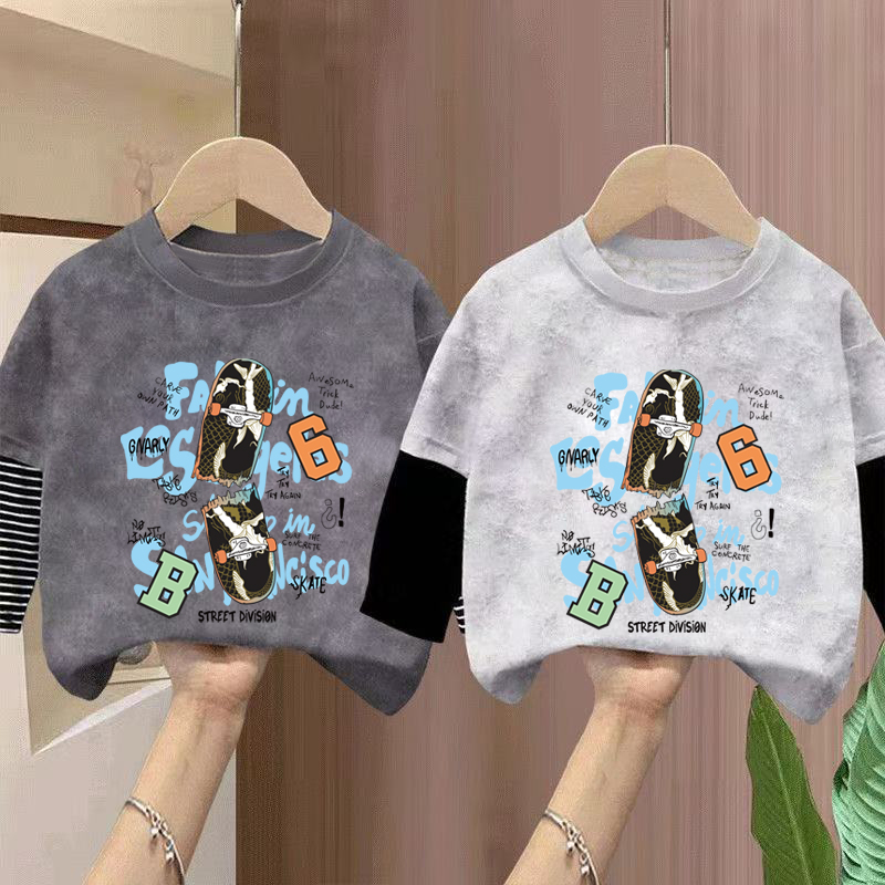 宽松秋装扎染纯棉透气T恤